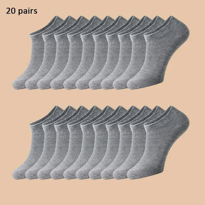 Unisex 40/20/10 Pairs of Solid Color Socks, Soft and Lightweight Ankle Socks, WOMEN'S Casual Boat Socks, Low Cut Ankle Socks