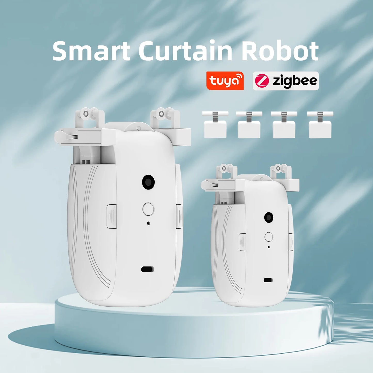 Works with Tuya  Zigbee Smart Curtain Driver Robot For Roman I Type U Type Curtains Track Alexa Google Home