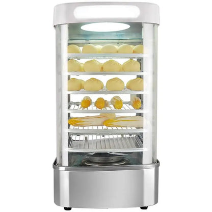 Black Heated Display Cabinet Pie Warmer Hot Food Showcase Fried Chicken Food Display Warmer