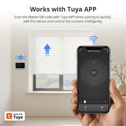 Zemismart Matter WiFi Smart Curtain US Switch Black Wall Mounted Switch Work with Tuya Home kit Google Home SmartThings APP