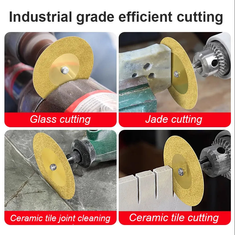 XG 10pcs 16mm-60mm Diamond Cutting Discs Cut Off Mini Saw Blade with Connecting 3mm Shank for Dremel Drill Fit Rotary Tool