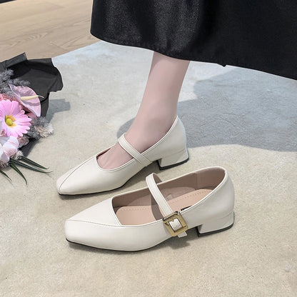 Women's Mary Jane Leather Shoes - British Style, Anti-Slip, New Arrival, Stylish, Retro French Design, Casual Shoes