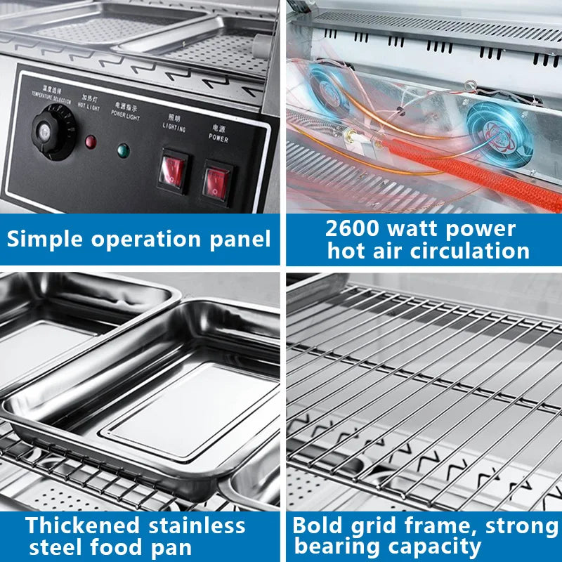 Hot Warmer Display Commercial Stainless Steel 1.1m Horizontal Refrigerator Cabinet Fresh Food Display Cooler