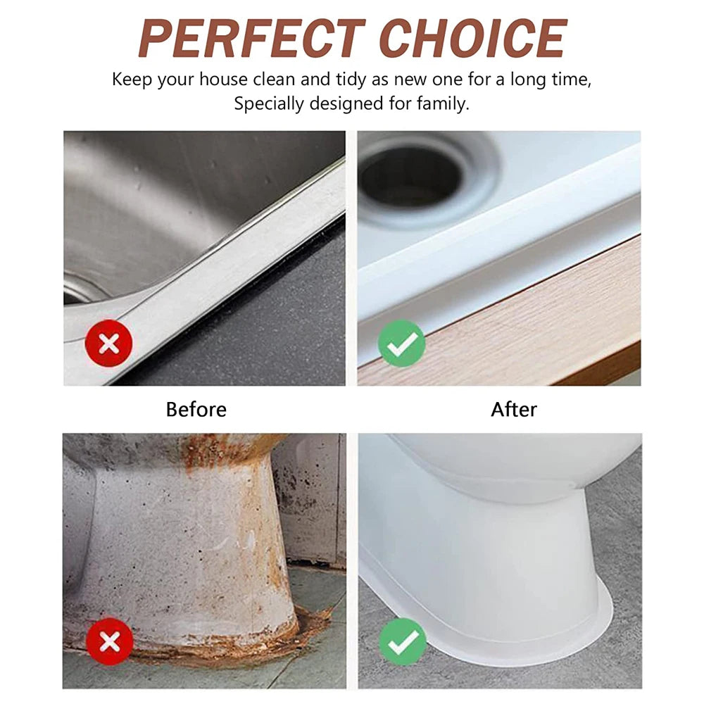 3.2M PVC Caulk Tape Self Adhesive Oil-Proof Kitchen Sink Edge Corner Wall Sticker  Bath Waterproof Toilet Sealing Strip Tape