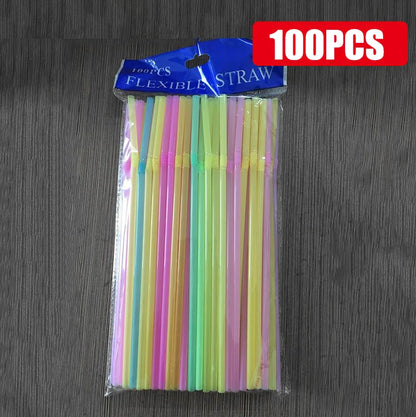 100-1000PCS Drinking Straws Colorful & Black rietjes Flexible Wedding Party Supplies Drinking Beverage Straws Kitchen Wholesale