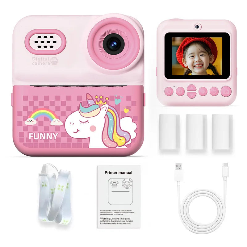 High Definition Digital Camera for Children's Photography Miniature Thermal Print Camera 1080P Video Capture