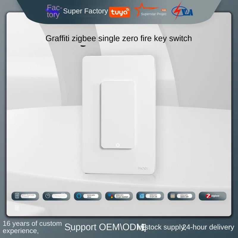 Tuya smart ZigBee button switch-universal for single & zero fire, with app, timing & voice control