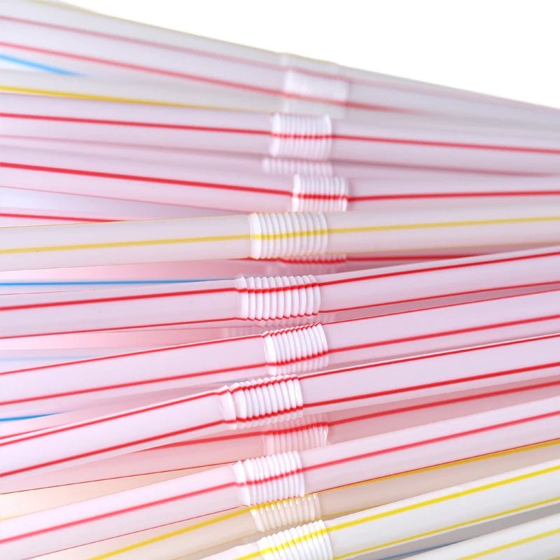 100-1000PCS Drinking Straws Colorful & Black rietjes Flexible Wedding Party Supplies Drinking Beverage Straws Kitchen Wholesale
