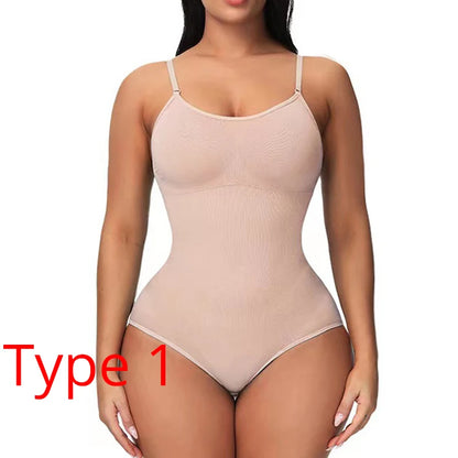V Neck Spaghetti Strap Bodysuits Compression Body Suits Open Crotch Shapewear Slimming Body Shaper Smooth Out Bodysuit