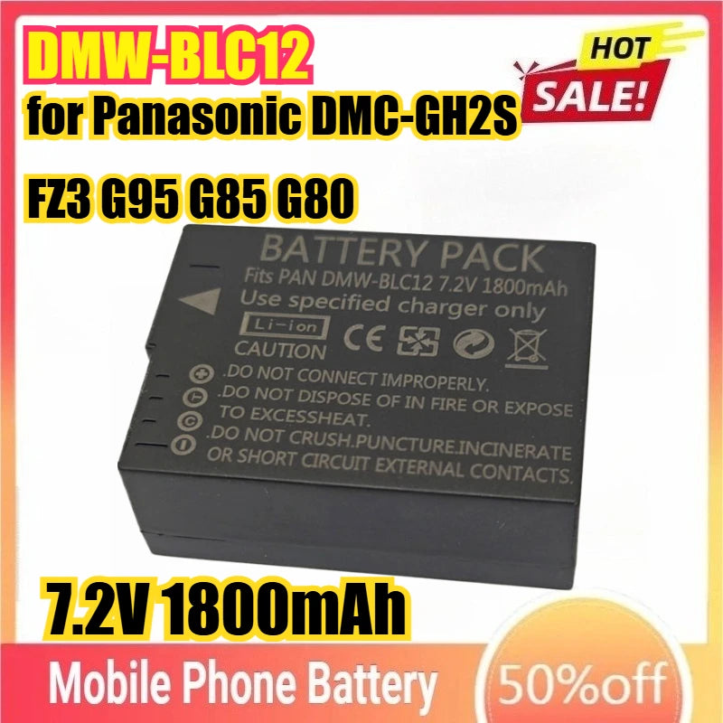 DMW-BLC12 DMW-BLC12E High Quality Camera Battery for Panasonic DMC-GH2S FZ3 G95 G85 G80 G5 G6 G7 GX8 FZ200 FZ300 FZ2500 FZ1000