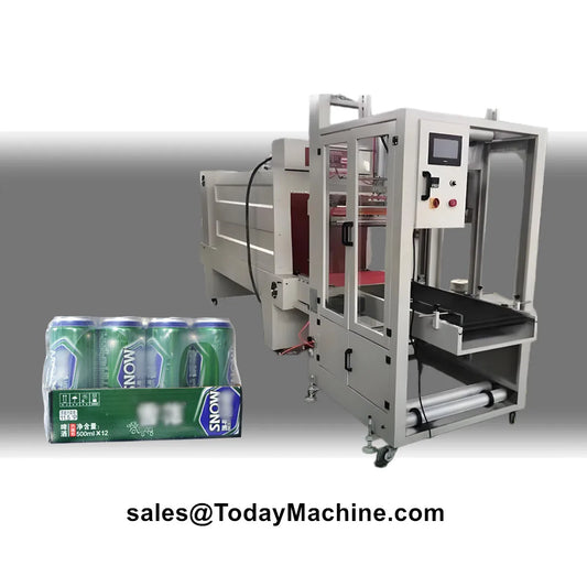 Automatic PE Film Shrink Wrapping Packing Machine for 12 Packs Bottle Water Cans Boxes