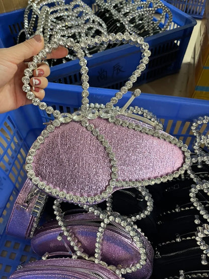 Women's Clutches Fashion Party Rhinestone Butterfly Shape Mini Handbag