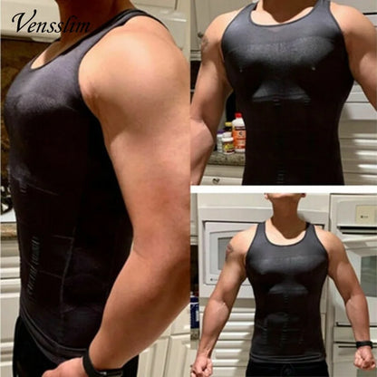 YBFDO Men Body Shaper Slimming Compression Vest Undershirt Seamless Waist Trainer Tank Top Belly Control Weight Loss Shapewear