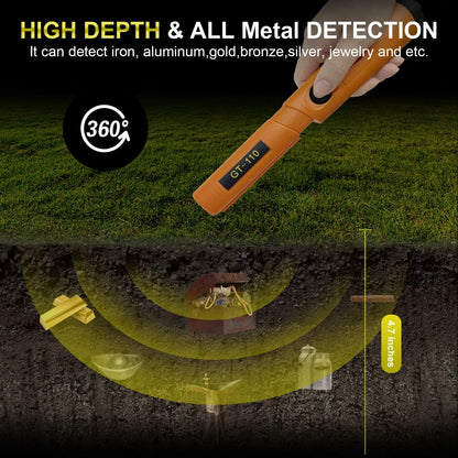 Treasure Hunter GT110 Handheld Metal Detector Pinpointer Probe Anti-scratch Pinpointing Waterproof 360 Degree Scan