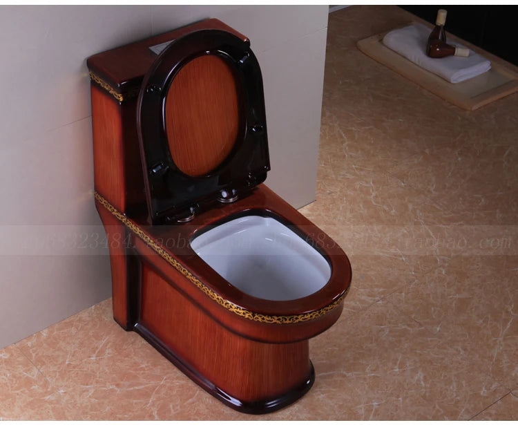 Wood grain toilet toilet household flush  stone grain color personalized super swirl water saving
