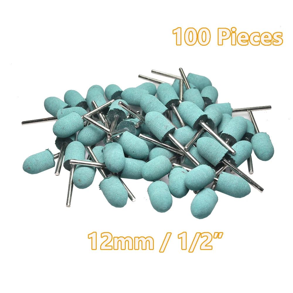 100 pcs/bag Rubber Polishing Points Jewelry Amber Woodcarving Grinding Heads Die Grinder Accessories