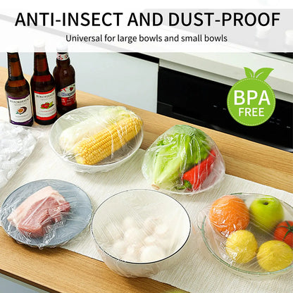 100 Pieces Disposable Food Covers Food Storage Container Covers Waterproof Elastic Food Wrap for Outdoor Kitchen