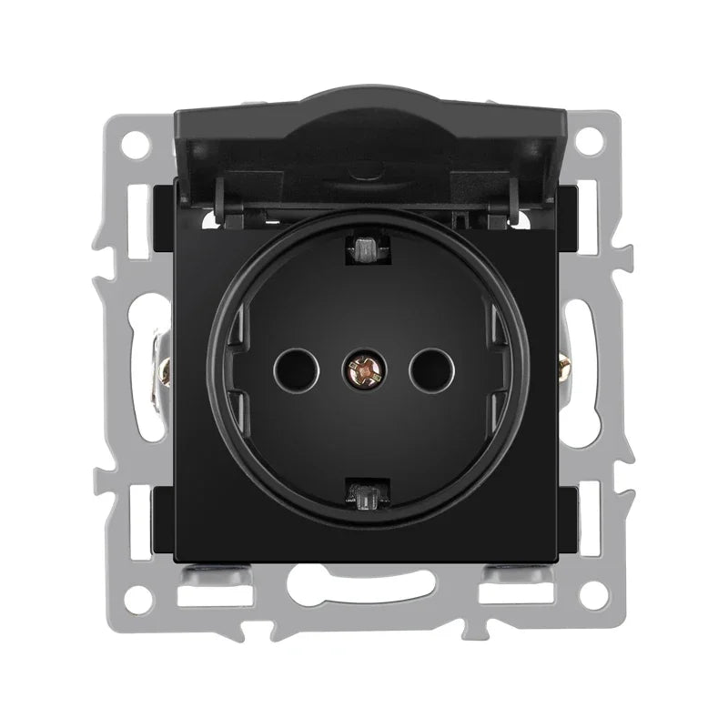 wall-mounted module diy European standard black tempered crystal glass panel socket light switch button function combi