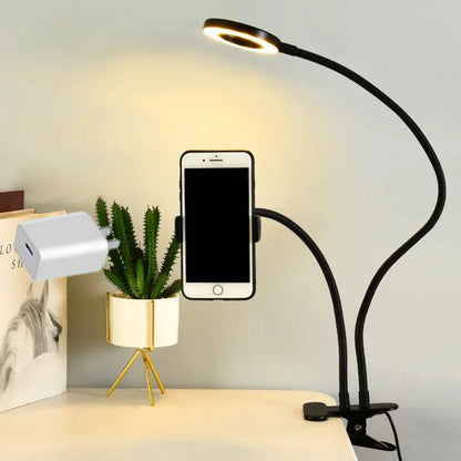 Universal Flexible Mobile Phone Holder with Selfie Ring Light Office Lazy Bracket Desk Lamp LED Light for Live Stream Fill light