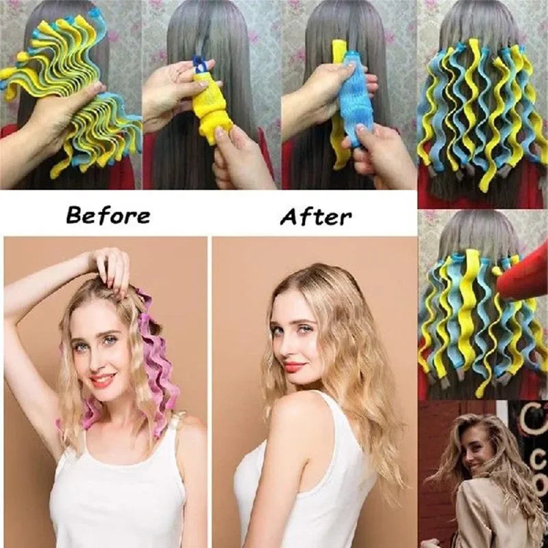 10/12/18pcs Heatless Hair Curles No Heat Hair Volume Curles Rollers Night Hair Curlers Soft Sleeping Rolller Curling Hairs Tools