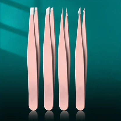 Tweezers For Eyebrow Precision Stainless Steel Hair Facial Hair Removal Splinter Blackhead Slant Tip Angle Tip Pointed Tip