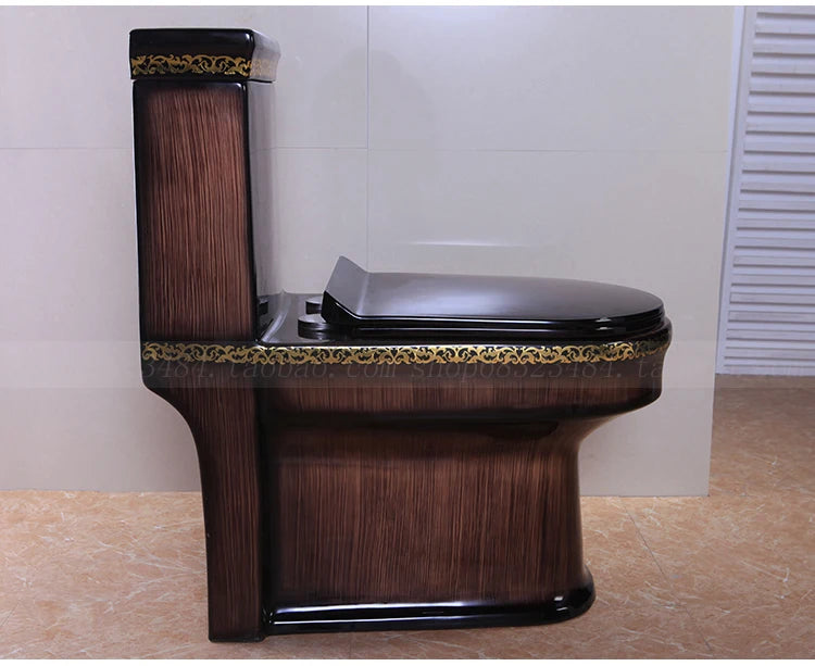 Wood grain toilet toilet household flush  stone grain color personalized super swirl water saving