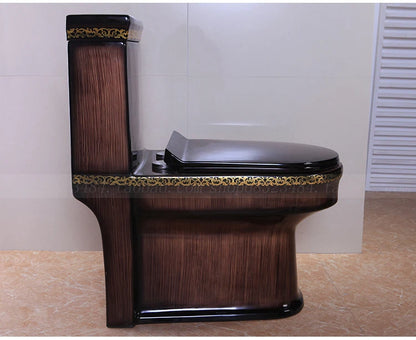 Wood grain toilet toilet household flush  stone grain color personalized super swirl water saving