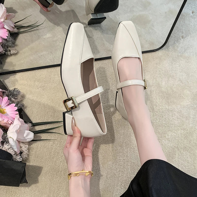 Women's Mary Jane Leather Shoes - British Style, Anti-Slip, New Arrival, Stylish, Retro French Design, Casual Shoes