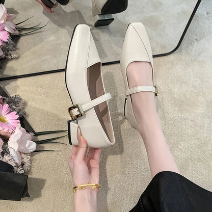 Women's Mary Jane Leather Shoes - British Style, Anti-Slip, New Arrival, Stylish, Retro French Design, Casual Shoes