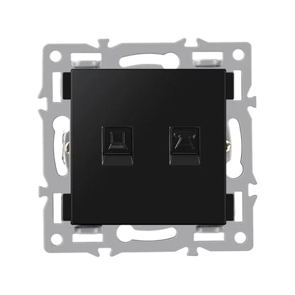 wall-mounted module diy European standard black tempered crystal glass panel socket light switch button function combi