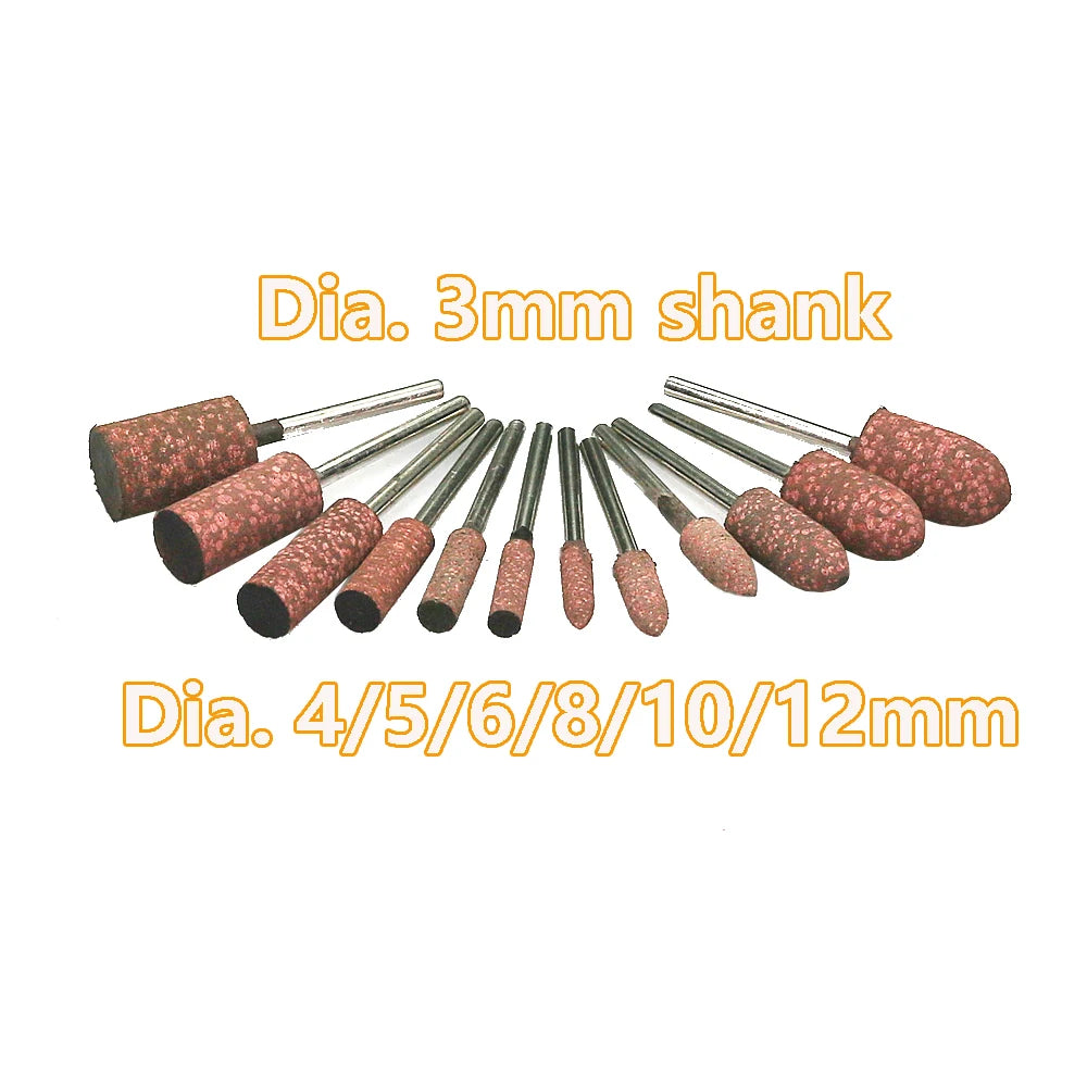 100 pcs/bag Rubber with Abrasives Sharper Mounted Points Coarse Grinding Heads for Metal Mable Glass