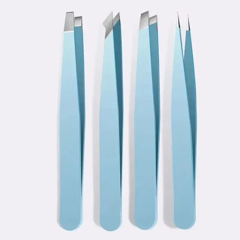 Tweezers For Eyebrow Precision Stainless Steel Hair Facial Hair Removal Splinter Blackhead Slant Tip Angle Tip Pointed Tip