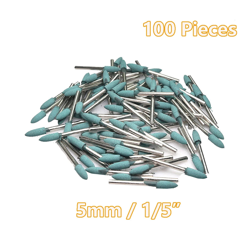 100 pcs/bag Rubber Polishing Points Jewelry Amber Woodcarving Grinding Heads Die Grinder Accessories