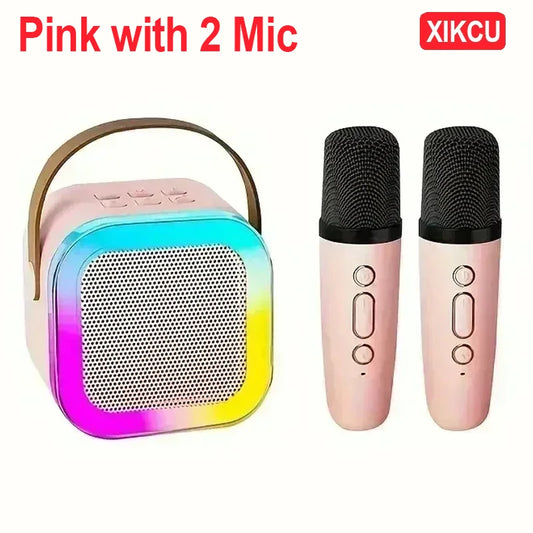 XIKCU Karaoke Machine With 2 Wireless Microphones Portable Wireless RGB Lights Gift Speaker Set Home Karaoke For Party Birthday