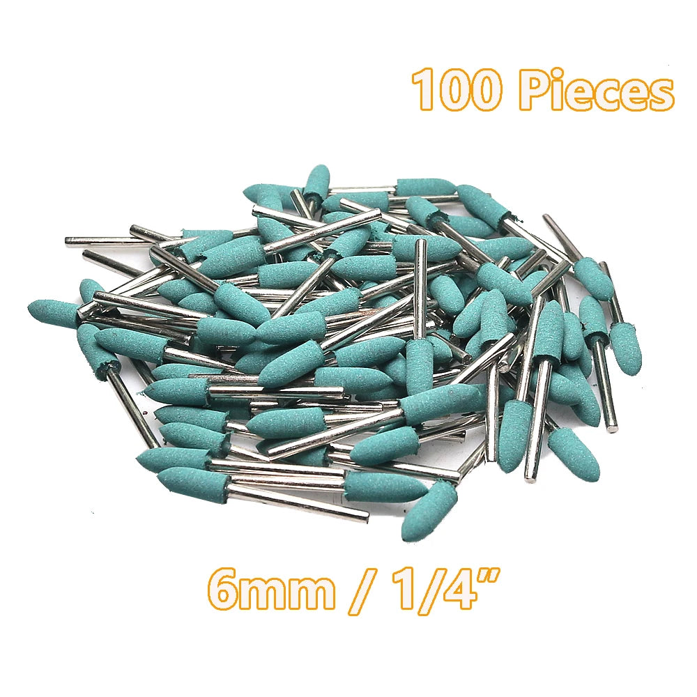 100 pcs/bag Rubber Polishing Points Jewelry Amber Woodcarving Grinding Heads Die Grinder Accessories