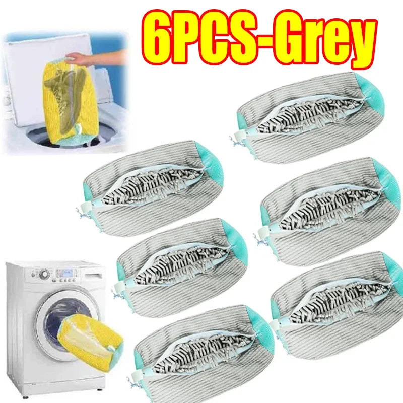 1-6PCS Shoes Washing Bag For Washing Machine Plush Fluffy Fibers Easily Remove Dirt Laundry Bags Anti-Deformation Home Organizer