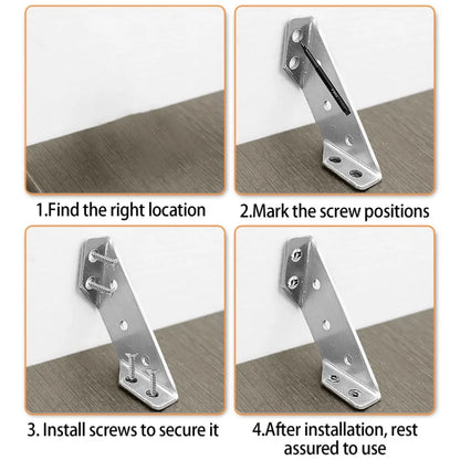 100Pc-12Pc Stainless Steel Angle Bracket Universal Furniture Right Angle Fixed Bracket Cabinet Trapezoidal Layer Board Connector