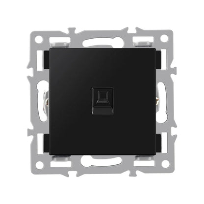 wall-mounted module diy European standard black tempered crystal glass panel socket light switch button function combi