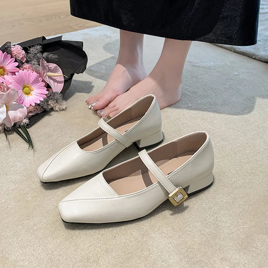 Women's Mary Jane Leather Shoes - British Style, Anti-Slip, New Arrival, Stylish, Retro French Design, Casual Shoes