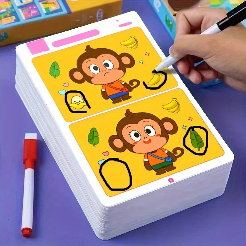1-3 Sets an educational fault finding game: reusable wiping paper for focus and attention training