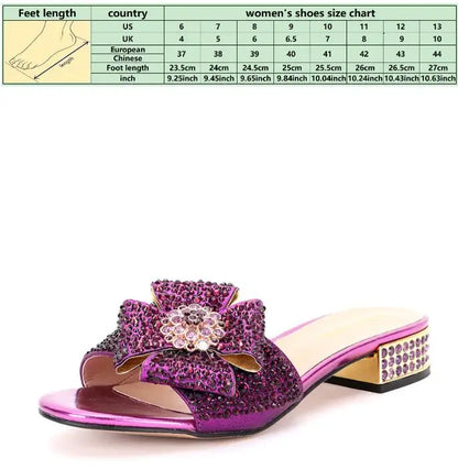 Women's Large Size Low Heel Flats 38 To 44 Cross-border New Diamond Crystal Wedding Party Banquet Shoes Handbags Luxury Designer