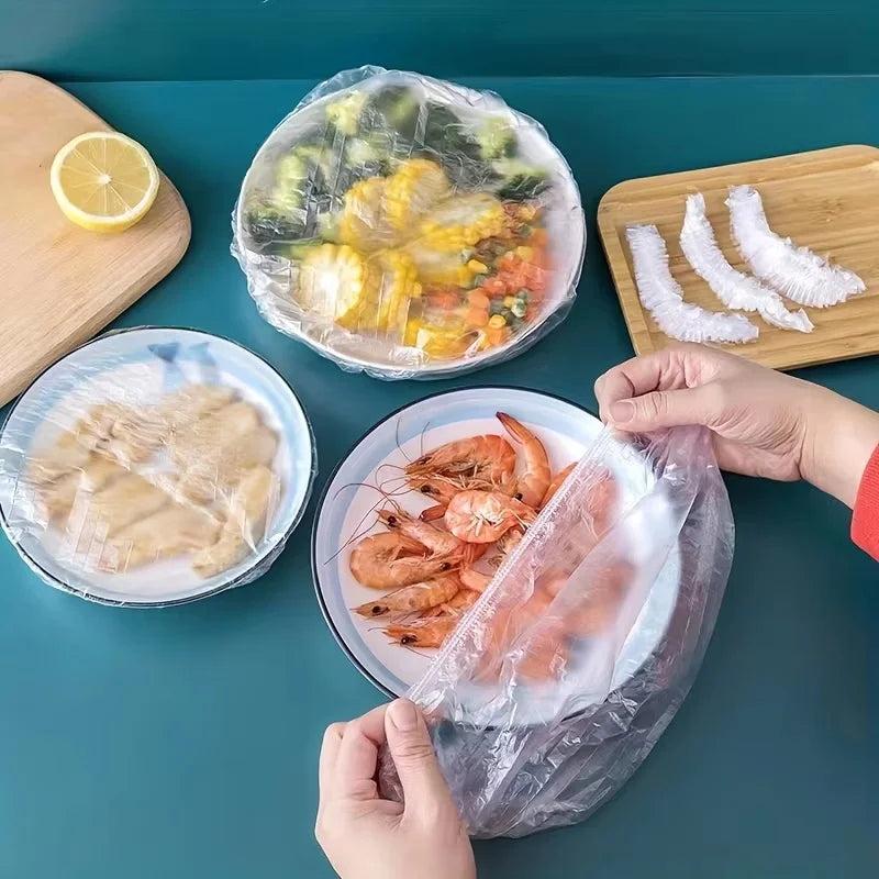 100 Pieces Disposable Food Covers Food Storage Container Covers Waterproof Elastic Food Wrap for Outdoor Kitchen