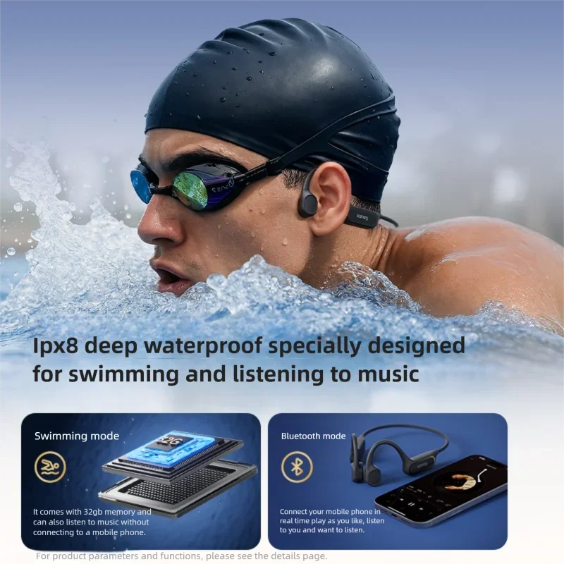 Sanag B33S AI Earphone Bone Conduction Bluetooth Earphone 32GB Memory IPX8 Swimming Headphones Flash-sale Wireless Headset MP3