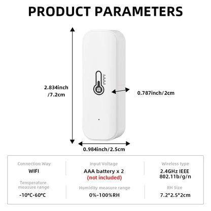 Tuya WiFi Temperature and Humidity Sensor Indoor Humidity Sensor Battery Powered APP Monitoring For Alexa Google Home Voice