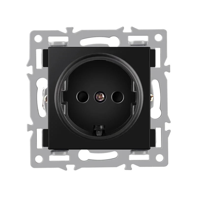 wall-mounted module diy European standard black tempered crystal glass panel socket light switch button function combi