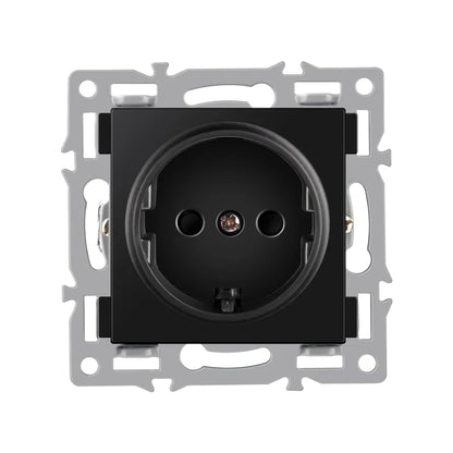 wall-mounted module diy European standard black tempered crystal glass panel socket light switch button function combi