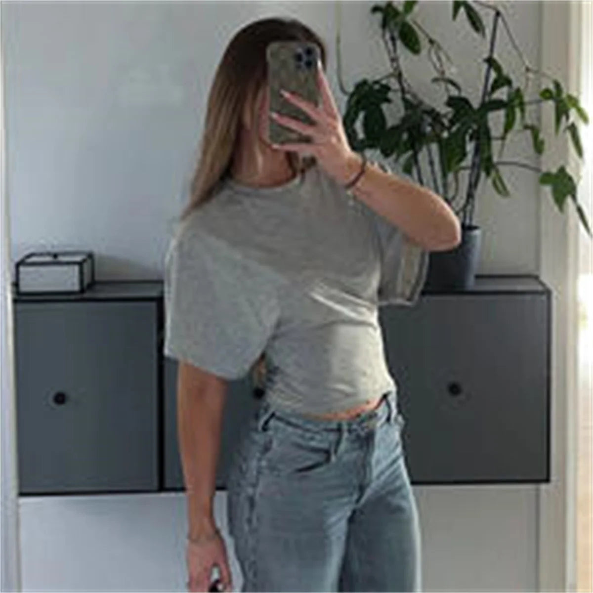 Women's Summer Loose Half Sleeve T-Shirt Tops O-Neck Waist Slimming Sweet Hottie Design Sense Positive Shoulder Chic Tees Top