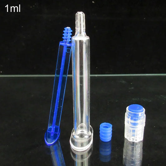 10pcs 1ml Empty Ampoules with Luer Lock Syringes for Cosmetic Eye Cream Skin Care Acids & Essential Oil Serums Beauty Salon Use