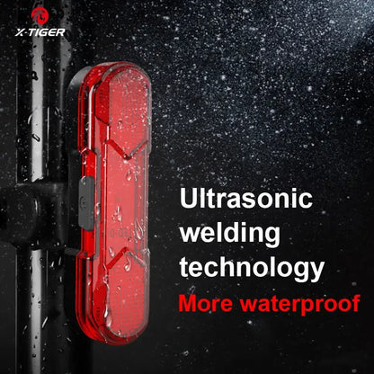 X-TIGER Bicycle Tail Light Waterproof Mountain Bike Tail Light USB Charging LED Bicycle Flashing Tail Light Safety Warning Light