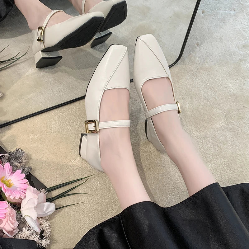 Women's Mary Jane Leather Shoes - British Style, Anti-Slip, New Arrival, Stylish, Retro French Design, Casual Shoes